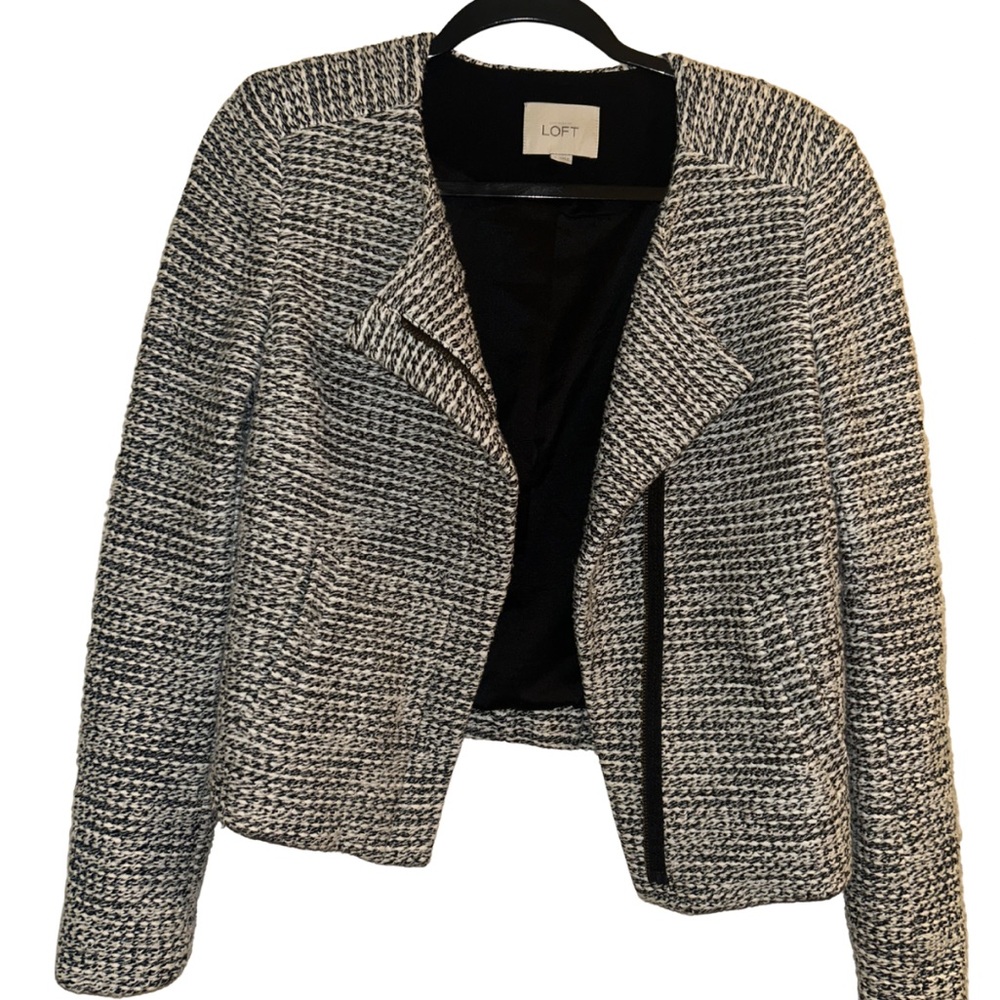 LOFT Women's Textured Black and White Blazer